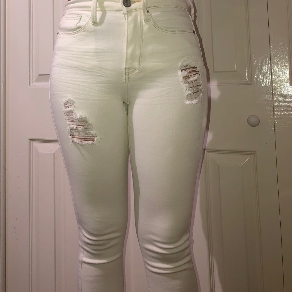 White ripped jeans